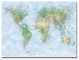 'Watercolor Cities World Map' Canvas Art by Michael Tompsett