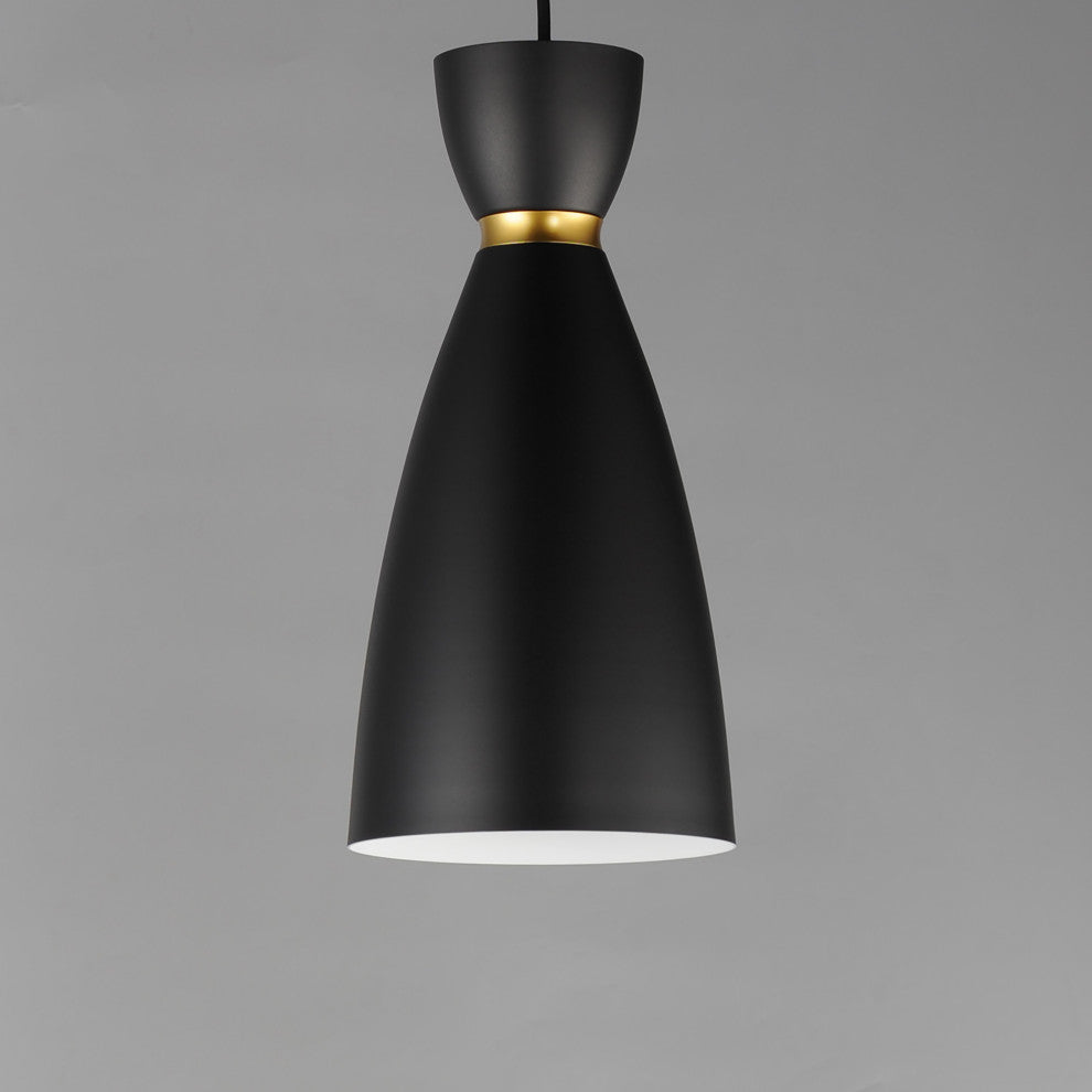 Maxim 11301 Carillon 7"W Mini Pendant - Black / Satin Brass