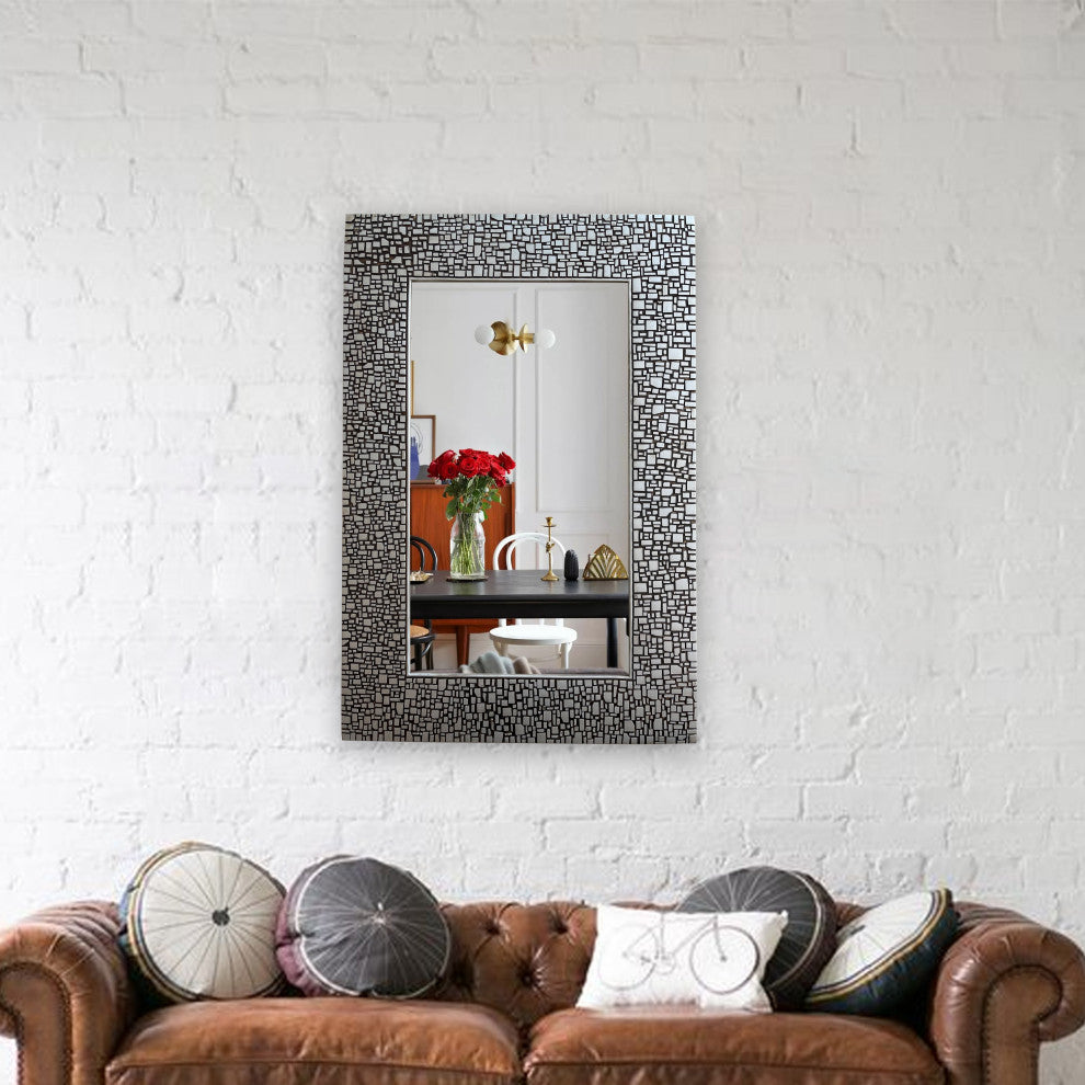 Chloe'S Reflection Contemporary-Style Rectangle Antique Silver Finish 36"
