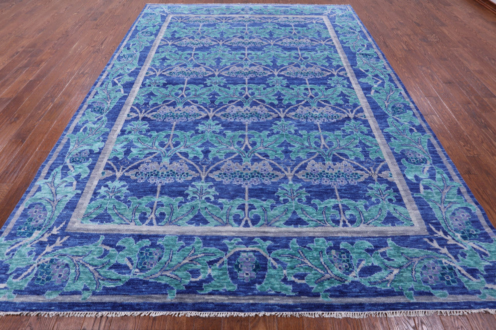 9' 3" X 12' 2" Handmade William Morris Wool Rug - Q13321