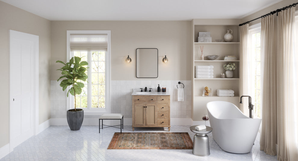 The Wailea Bathroom Vanity, Weathered Fir, 36", Single Sink, Freestanding