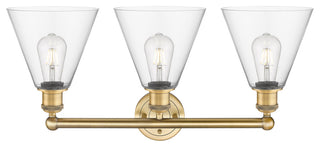 Berkshire 3-Light 26" Bath Vanity Light, Brushed Brass Finish, Clear Shade