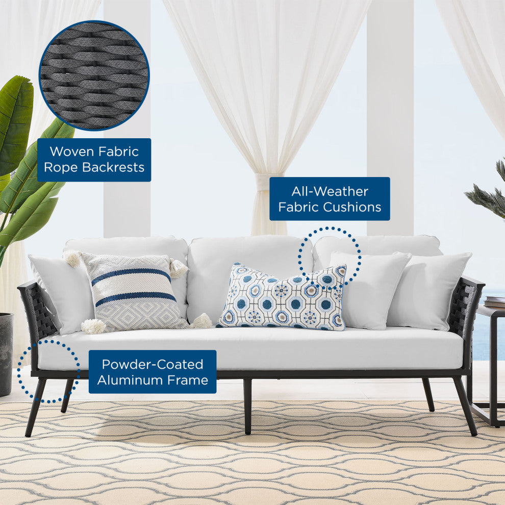 Stance Outdoor Patio Aluminum Sofa Gray White