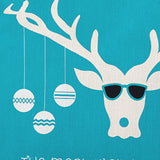 Cool Christmas Deer Accent Pillow, Turquoise, 20"x20"