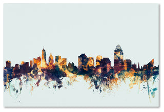 Michael Tompsett 'Cincinnati Ohio Skyline Blue' Canvas Art, 30x47