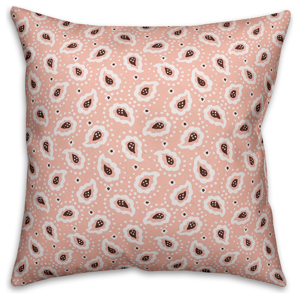 Paisely Pattern, Pink Outdoor Throw Pillow, 20"x20"