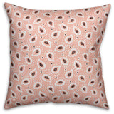 Paisely Pattern, Pink Outdoor Throw Pillow, 20"x20"