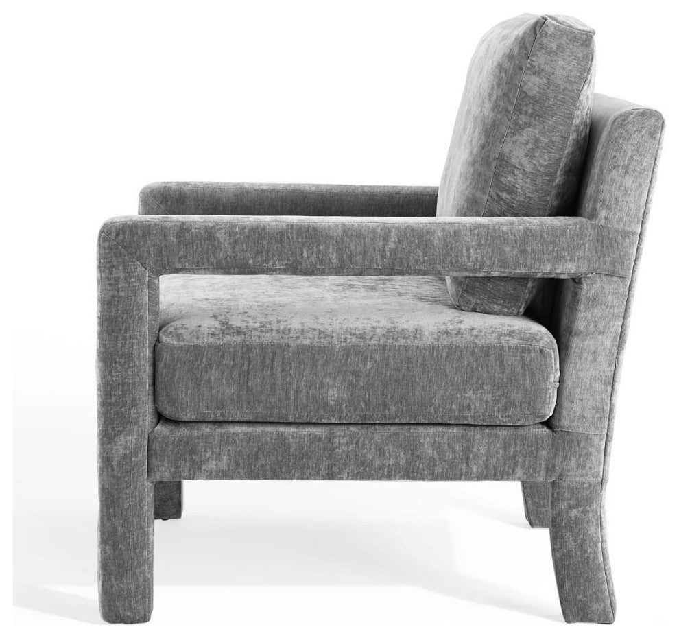 Armchair Accent Chair, Velvet, Gray, Modern, Living Lounge Hospitality