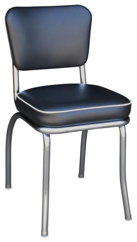 Retro Home Upholstered Dining Chair, Black, Box Seat