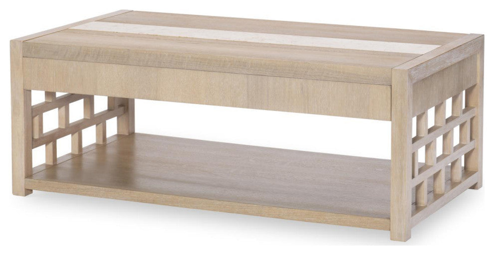 Biscayne Rectangle Cocktail Table With Travertine Insert