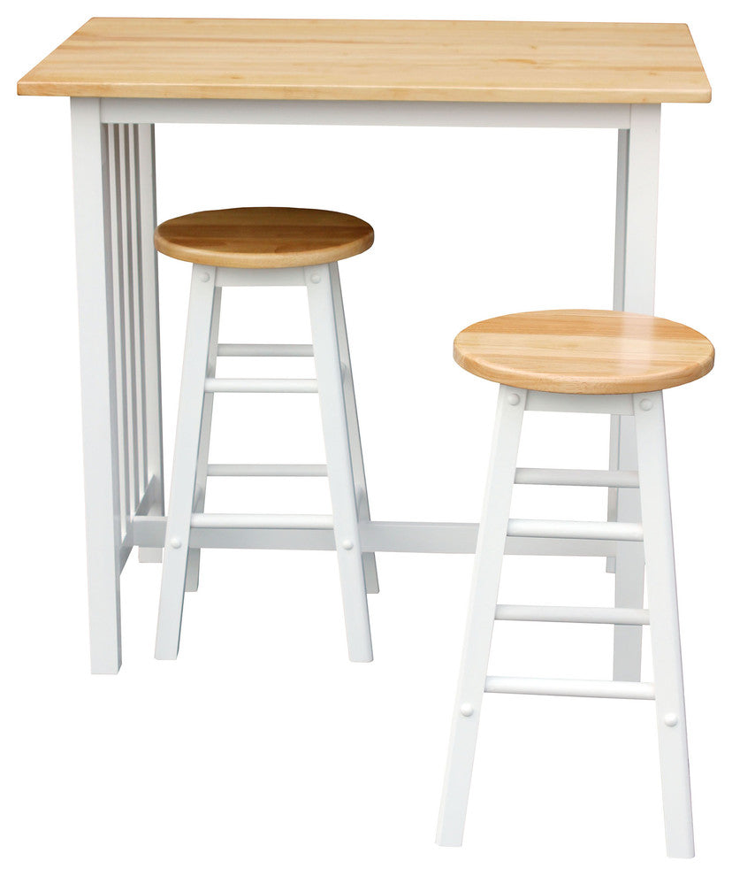 3-Piece Breakfast Set Made With Solid Wood, White