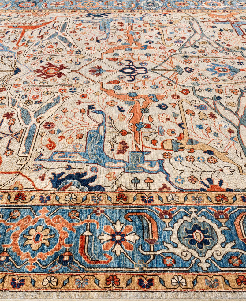 Serapi One-of-a-Kind Hand-Knotted Area Rug Ivory, 9'0" x 11'10"
