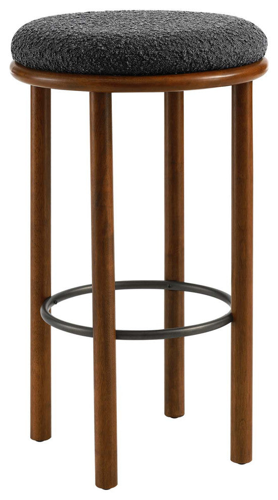 Fable Boucle Fabric Bar Stools - Set of 2 - Walnut Charcoal