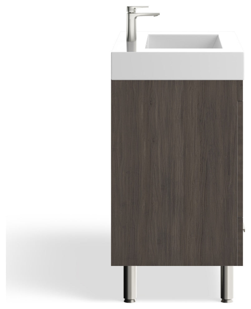 The Latitude Bathroom Vanity, Gray, 36", Single Sink, Freestanding