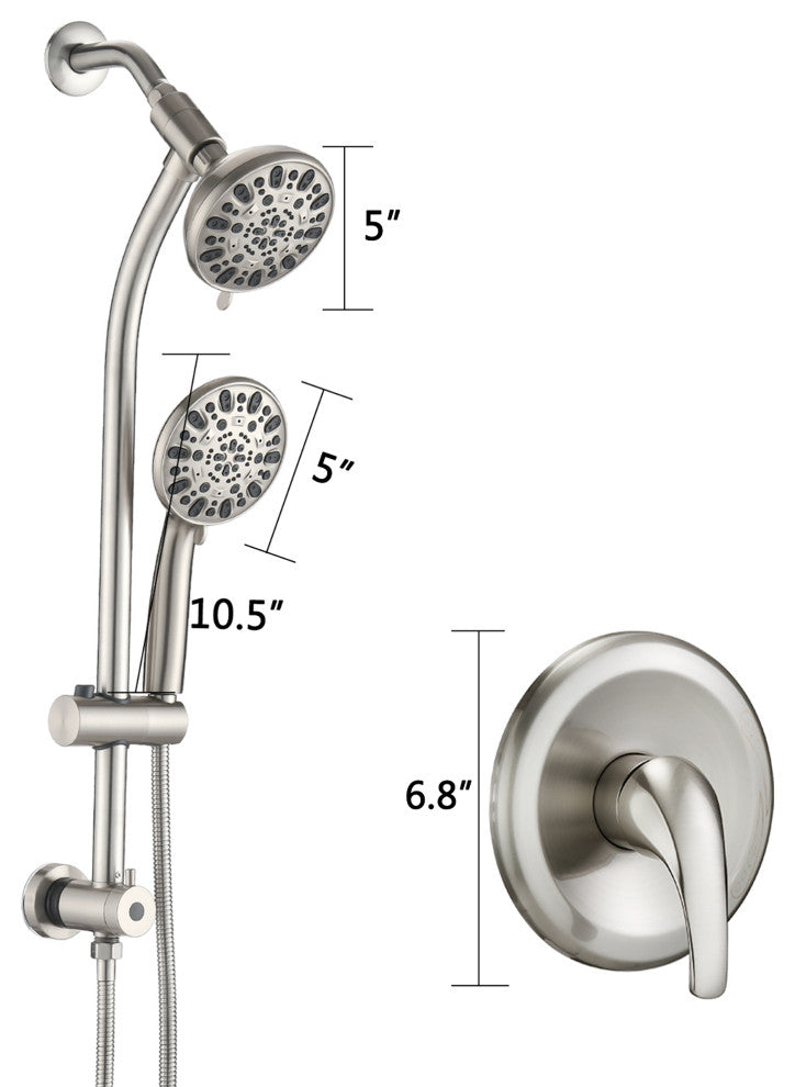 5 inch Wall-Mounted Round Shower System with Handheld Shower and Head Shower and