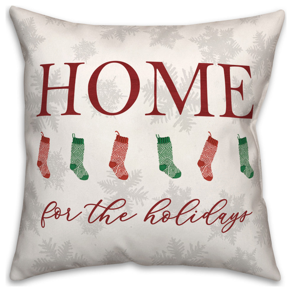 Home For Holidays Stockings 5 18x18 Spun Poly Pillow