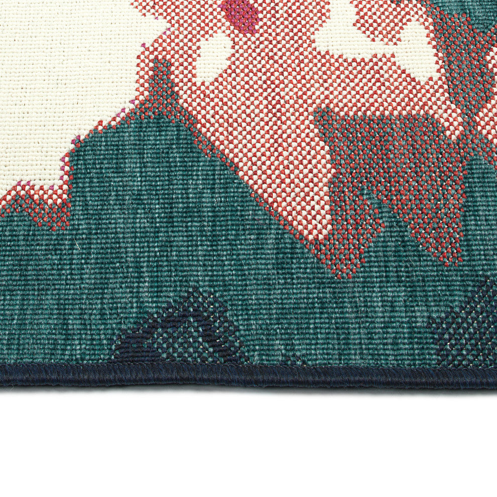 Pianta Teal 7'10 x 10'10" Rectangle Area Rug