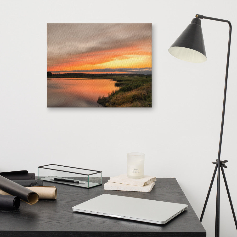 Farmhouse Style Wall Art: Sunset Woodland Marsh  Canvas, 16" X 20"