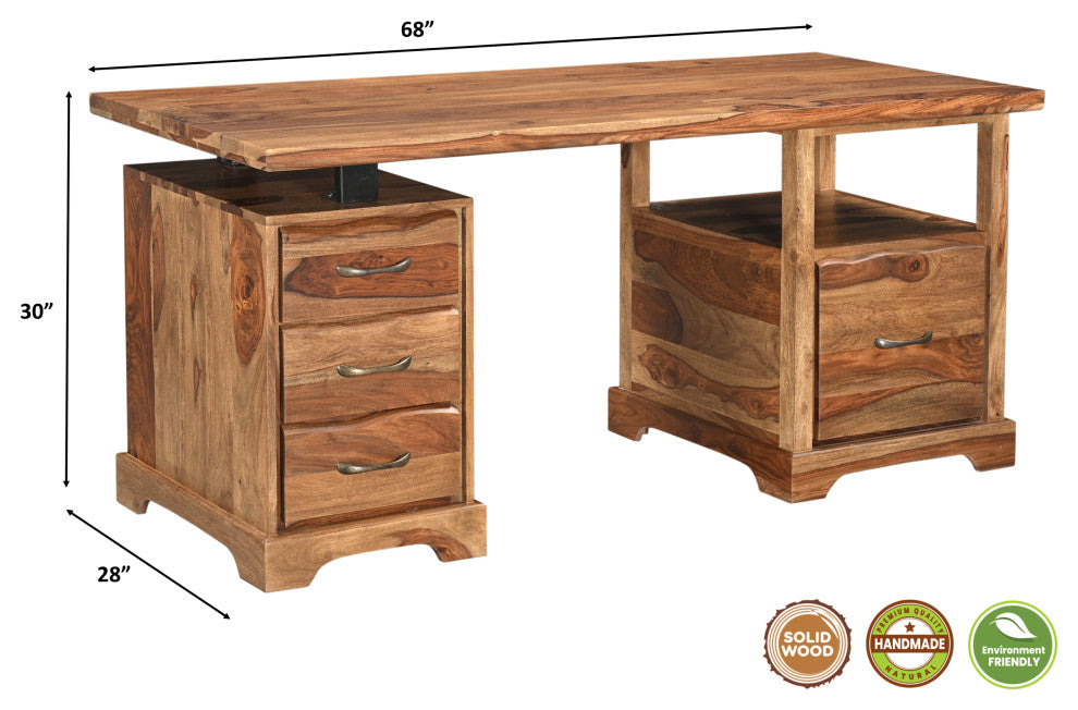 Damian Live Edge Writing Desk, Brown