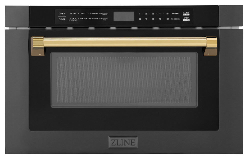 ZLINE Microwave Drawer s, Black Stainless and Gold MWDZ-1-BS-H-G
