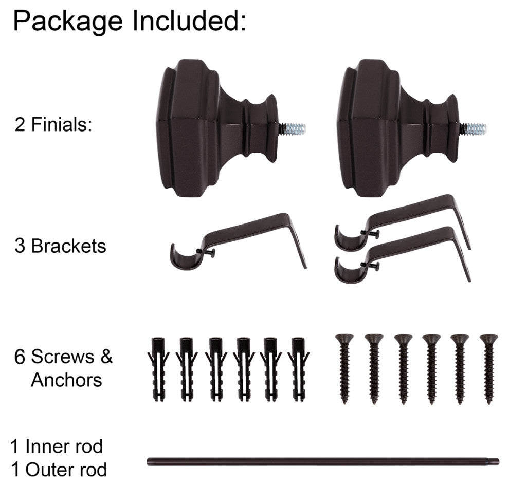 UTOPIA ALLEY 5/8 Inch Curtain Rod - Curtain Rods For Windows 48 to 86 Inch, Oil Rubbed Bronze