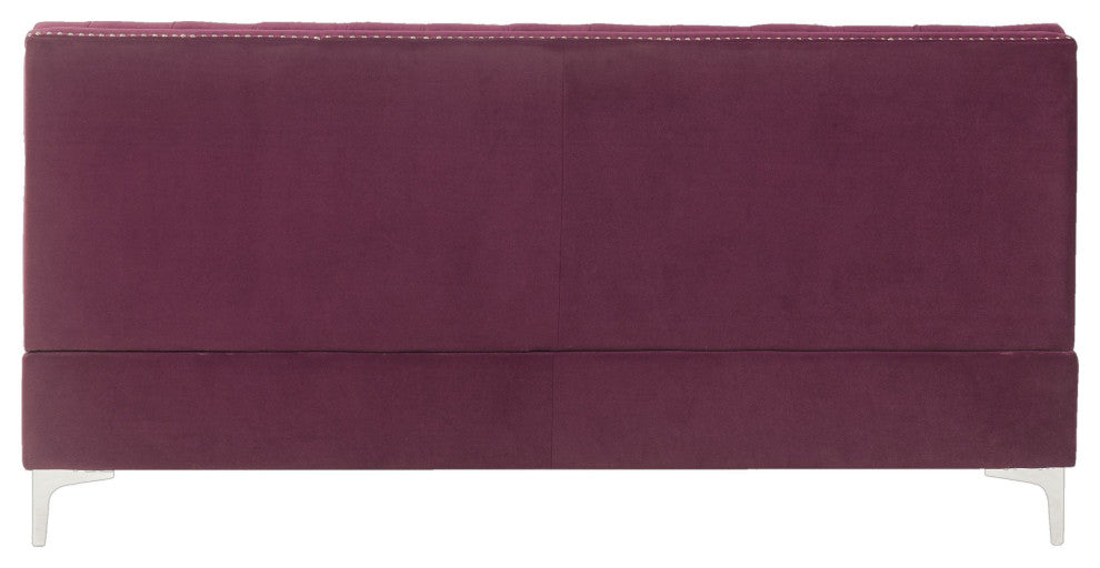 Modular Armless Sofa, Burgundy Velvet