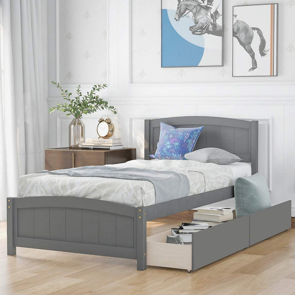 Twin Platform Bed with 2 Drawers