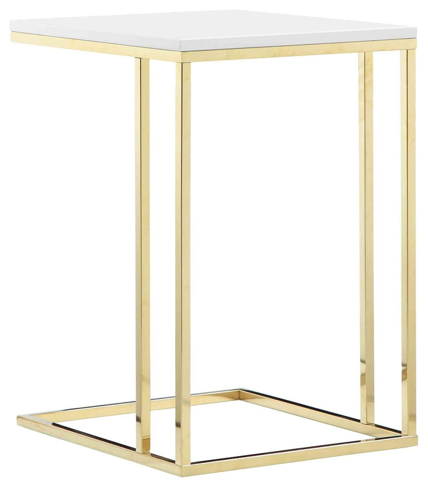 Gold Smash Tray Table, White