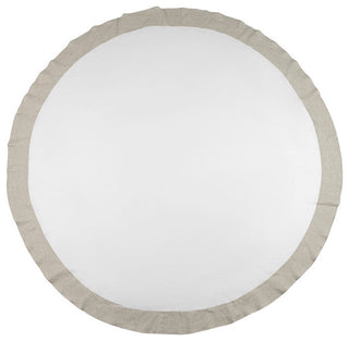 French Home Linen 94" Rotunda Tablecloth White and Beige