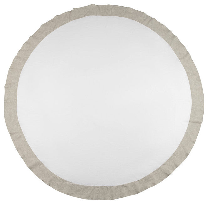 French Home Linen 94" Rotunda Tablecloth White and Beige