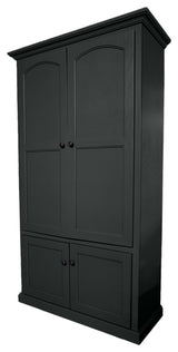 Extra Wide Traditional Kitchen Pantry Cabinet With Arched Doors, Iron Ore
