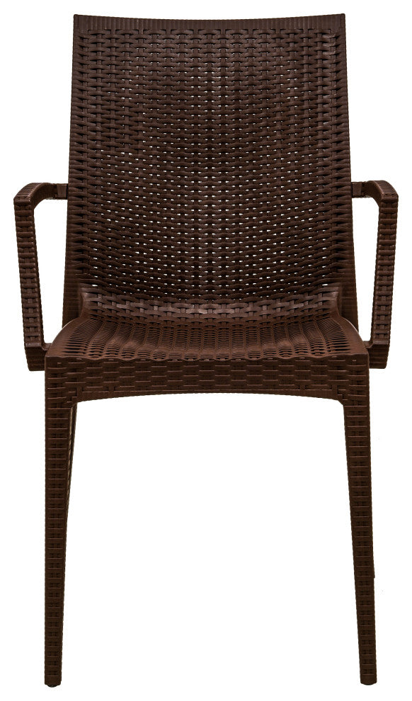 LeisureMod Mace 7-Piece Dining Set with 4 Side Chairs 2 Arm Chairs, Brown