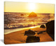 "Glowing Waters of Seashore" Modern Beach Canvas Art Print, 20"x12"
