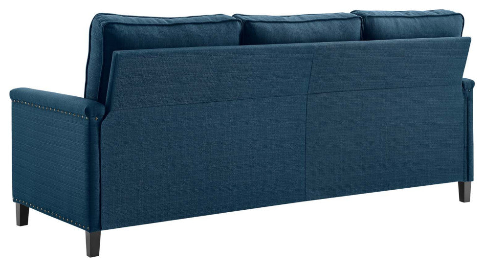 Sofa, Fabric, Navy Blue, Modern, Living Lounge Room Hotel Lobby Hospitality