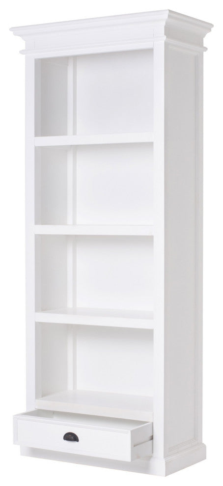 Classic White Bookcase With One Drawer
