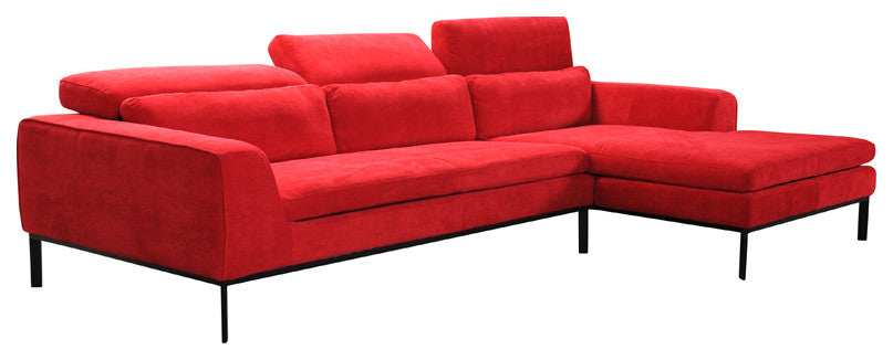 HomeRoots 28" Red Fabric and Wood Sectional Sofa