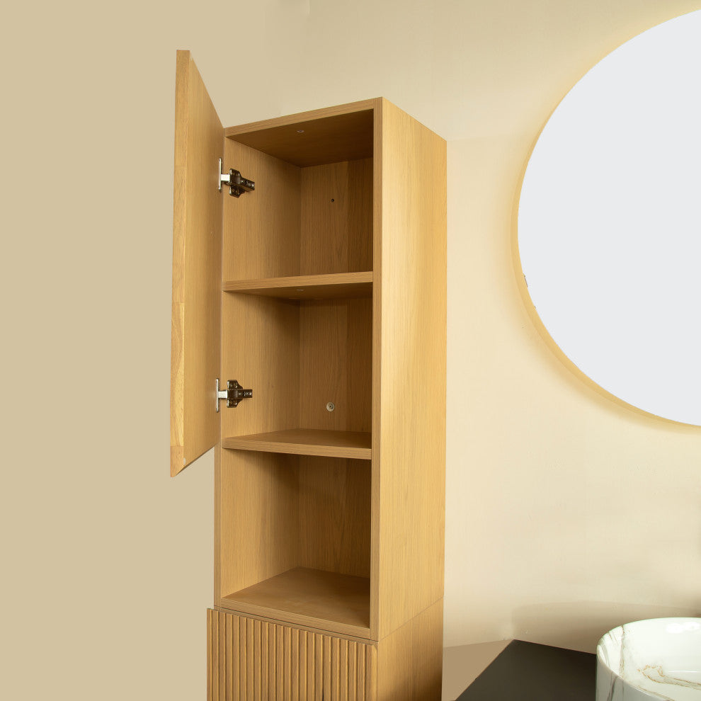 Wall-Mounted Floating Bathroom Vanity Side Cabinet, 14" X 35"œ