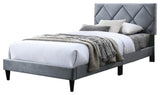 Velvet Adjustable Headboard Full Bed With Tufting Design, Gray