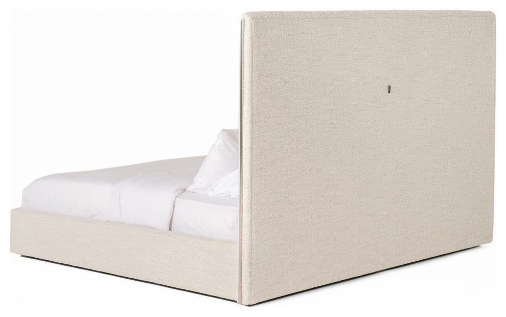 Valhalla Contemporary White Fabric Bed, Eastern King