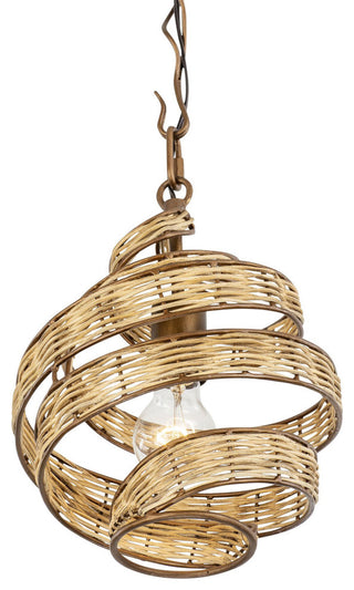 Flow 1-Lt Twist Pendant - Baguette/Natural Rattan