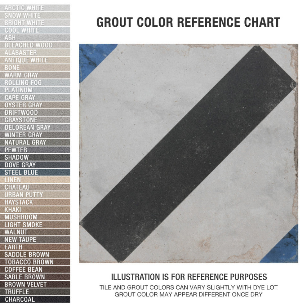 Renaissance Deco Indigo Frame Porcelain Floor and Wall Tile