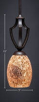 Zilo 1 Light Mini Pendant, 5" Gold Fusion Glass
