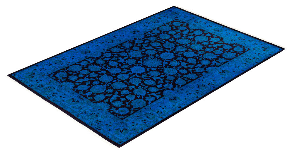 Fine Vibrance, One-of-a-Kind Hand-Knotted Area Rug Blue, 4' 3" x 6' 3"