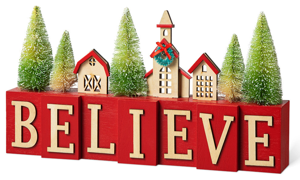 14"L Christmas Wooden Table Decor