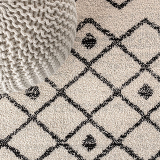 Aksil Moroccan Beni Souk Area Rug, Cream/Black, 5 X 8