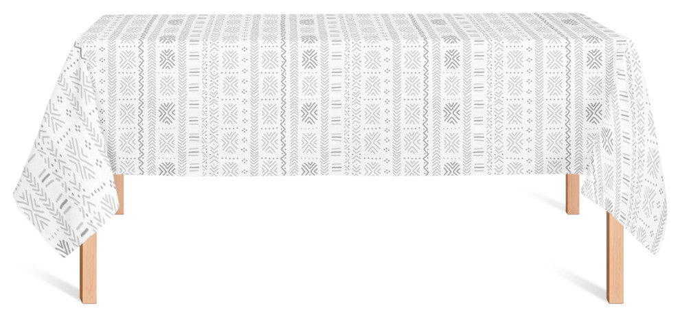 Gray Mudcloth 58x102 Tablecloth