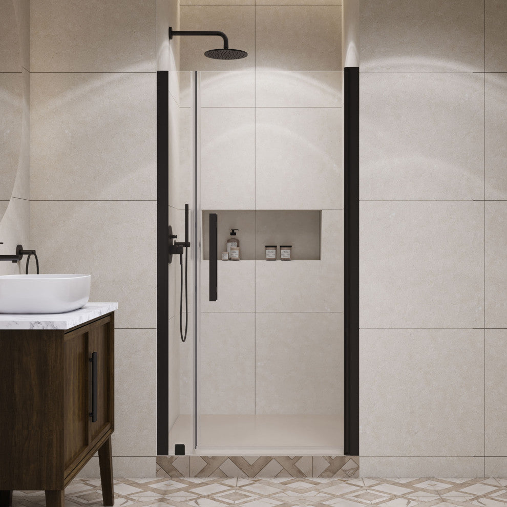 Pasadena 37 3/8-39 3/8"Wx72"H Alcove Pivot Shower Door Black