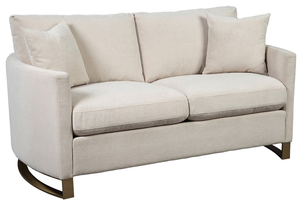 Upholstered Arched Arms Loveseat, Beige