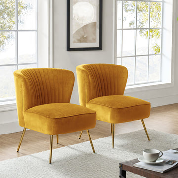 Upholstered Side Chair, Set of 2, Mustard