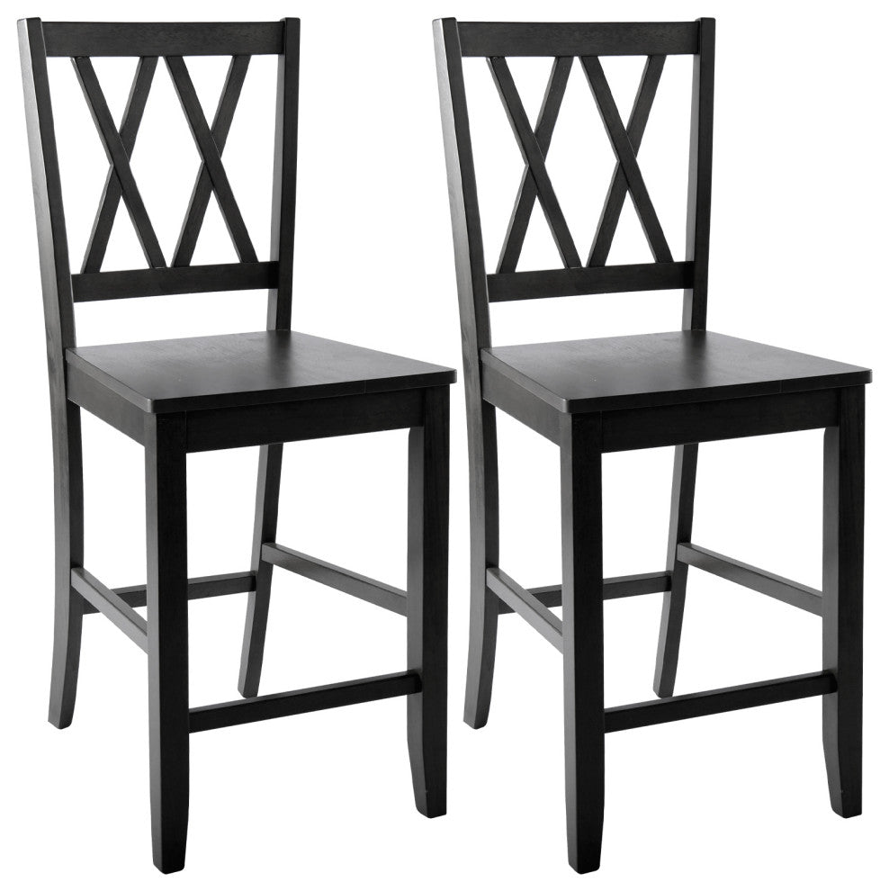 Set of 2 Double-X Wood Counter Stools, Grey